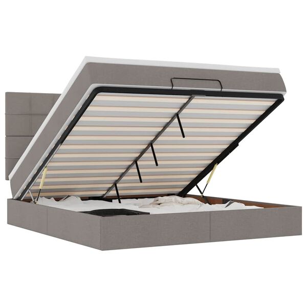vidaXL Ottoman bed met matras 180x200cm stof taupe