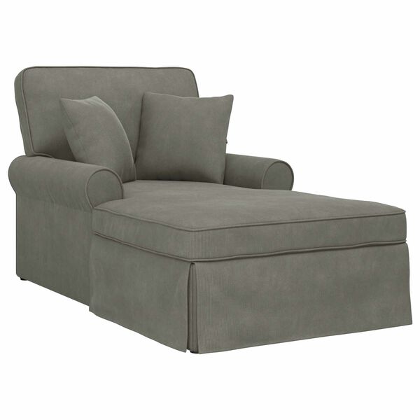 vidaXL Chaise Lounge met Rok met kussen Lichtgrijs 91 x 157 x 91 cm