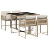 vidaXL 5-delige Tuinset met kussens poly rattan beige