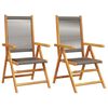 vidaXL Inklapbare stoelen 2 st massief acaciahout en polypropeen grijs