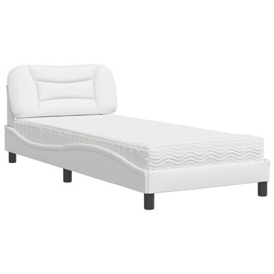 vidaXL Bed met matras kunstleer wit 90x190 cm