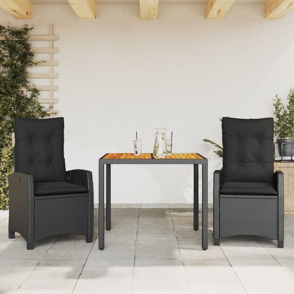vidaXL 9-delige Tuinset poly rattan zwart