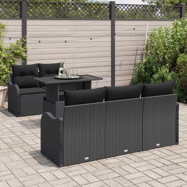vidaXL Tuin Sofa Set met kussen met kussen 6 pcs Zwart Poly Rattan