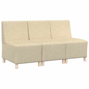 vidaXL Modulaire Bankeenheid Armlos 3 st Cr&egrave;me Stof
