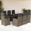 vidaXL 9-delige Tuinset met kussens poly rattan grijs