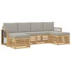 vidaXL Buiten bankenset 6 st Wit en Lichtgrijs Polyester