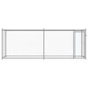 vidaXL Hondenhok met deur 4x2x1,5 m gegalvaniseerd staal grijs