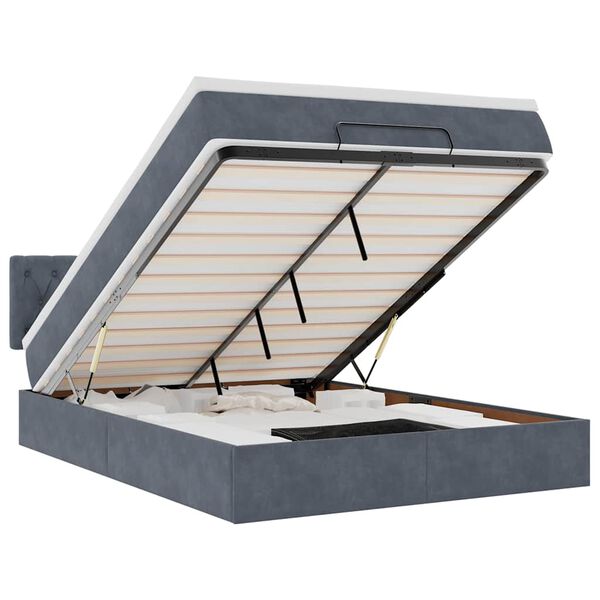 vidaXL Ottoman bed met matras 140x200cm fluweel donkergrijs