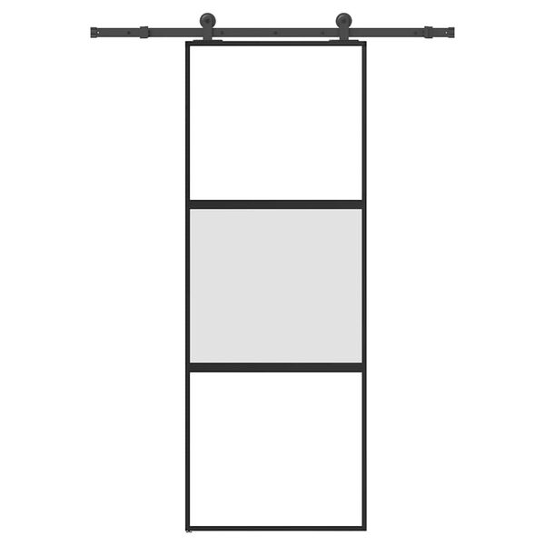 vidaXL Schuifdeur met beslag 76x205 cm gehard glas en aluminium