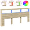 vidaXL Hoofdbordkast met LED-verlichting 220x17x102 cm sonoma eiken