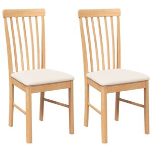 vidaXL Eetkamerstoelen met kussens 2 st massief hout rubber