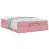 vidaXL Bedframe met matras met matras 2 pcs Roze Fluweel