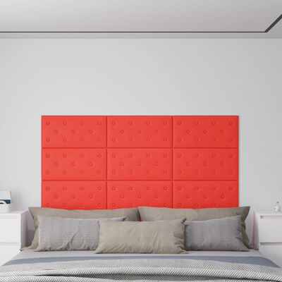 vidaXL Wandpanelen 12 st 2,16 m² 60x30 cm kunstleer rood