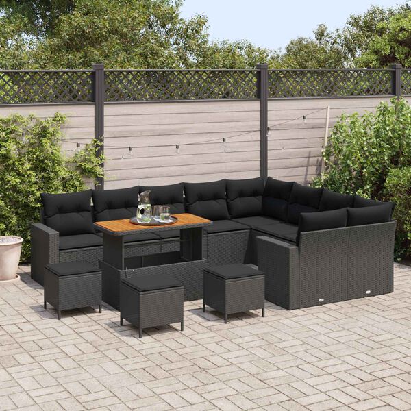 vidaXL Tuin Sofa Set 13 pcs Zwart Poly rattan en gepoedercoat staal