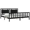 vidaXL Bedframe met hoofdbord massief hout zwart 200x200 cm