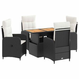 vidaXL Buiten eettafelset 5 st Zwart en Cream Wit