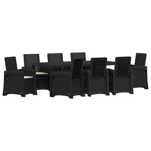 vidaXL Tuin eettafelset 9 st Antraciet- en cr&egrave;mekleurig PP