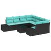 vidaXL Tuin Sofa Set 9 st Zwart en Turquoise poly rattan