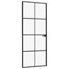 vidaXL Binnendeur 83x201,5 cm gehard glas en aluminium smal zwart