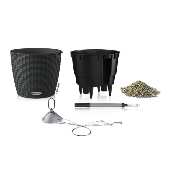 LECHUZA Plantenbak NIDO Cottage 28 ALL-IN-ONE hangend granietkleurig