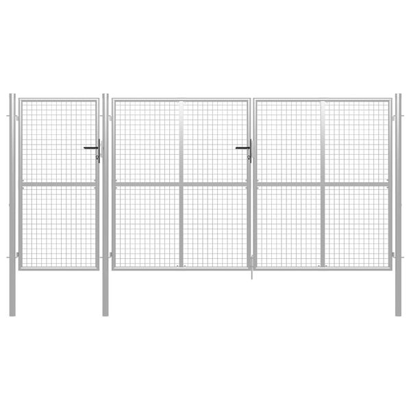 vidaXL Tuinpoort staal 400x150 cm zilver
