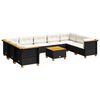 vidaXL 10-delige Loungeset met kussens poly rattan zwart