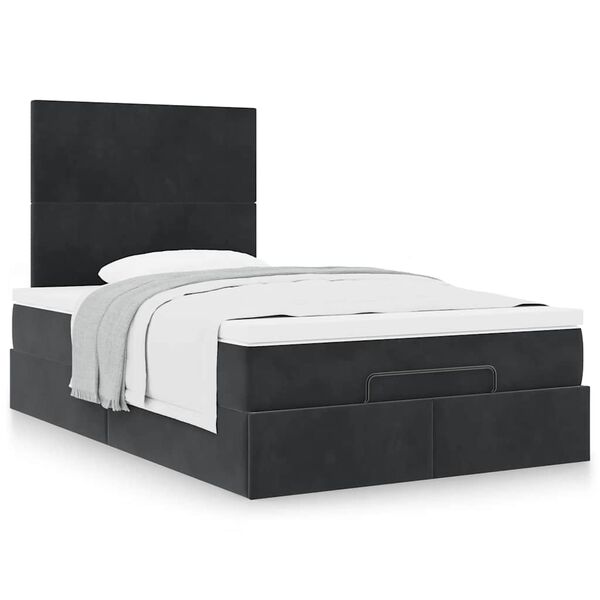 vidaXL Ottoman bed met matrassen 120x200cm fluweel zwart