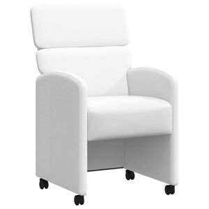 vidaXL Eetkamerstoelen met Wieltjes 2 st Kunstleer Wit 58 x 65 x 98 cm