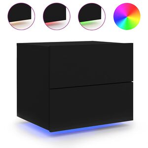 vidaXL Nachtkastje met LED's wandgemonteerd zwart