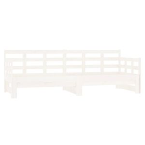 vidaXL Slaapbank uitschuifbaar massief grenenhout wit 2x(80x200) cm