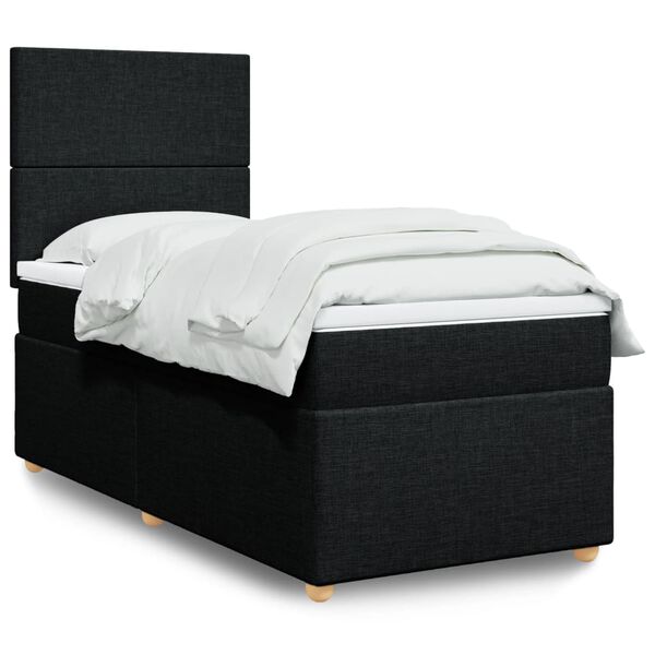 vidaXL Boxspring met matras stof zwart 80x200 cm