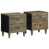 vidaXL Nachtkastjes 2 st 40x33x46 cm massief mangohout lichtgrijs