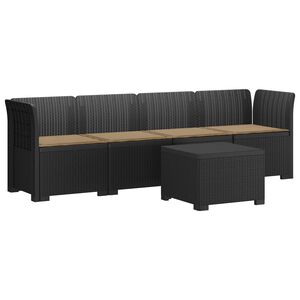 vidaXL 4-Persoons Tuin Sofa met Kussens Rieten Look PP Antraciet