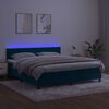 vidaXL Boxspring met matras en LED fluweel donkerblauw 180x200 cm