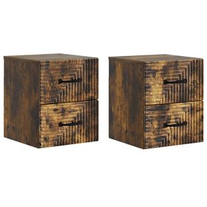 vidaXL Wandbeugel Bedkast 2 pcs Gerookt eiken 34,5 x 33 x 40 cm