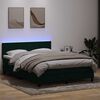 vidaXL Boxspring met matras en LED fluweel donkergroen 160x220 cm