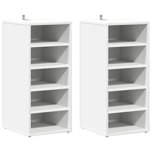 vidaXL Schoenenkasten 2 st 31,5x35x70 cm bewerkt hout wit