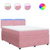 vidaXL Boxspring met matras fluweel roze 140x200 cm
