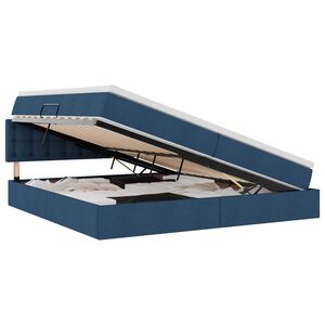 vidaXL Opbergbed met LED met matras met LED Blauw 200 x 200 cm Stof