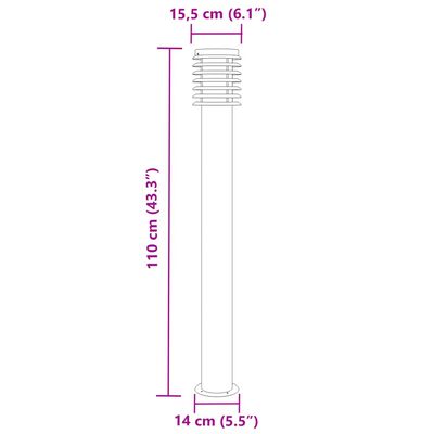 vidaXL Vloerlamp voor buiten 110 cm roestvrijstaal zwart