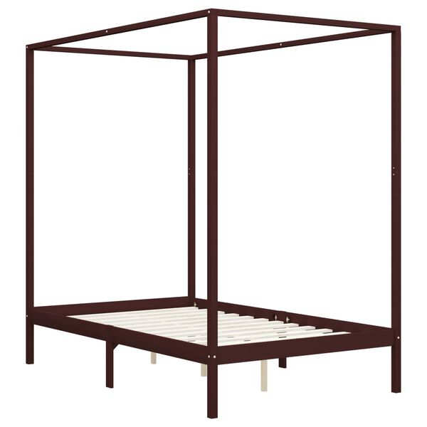 vidaXL Hemelbedframe met 2 lades grenenhout donkerbruin 140x200 cm