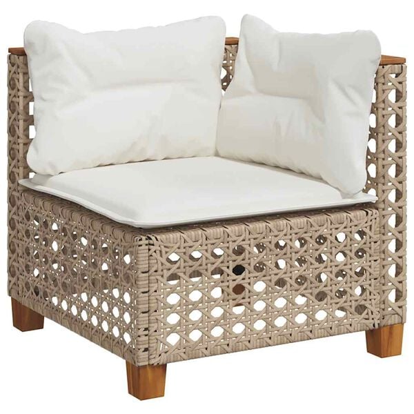 vidaXL 5-delige Loungeset met kussens poly rattan beige