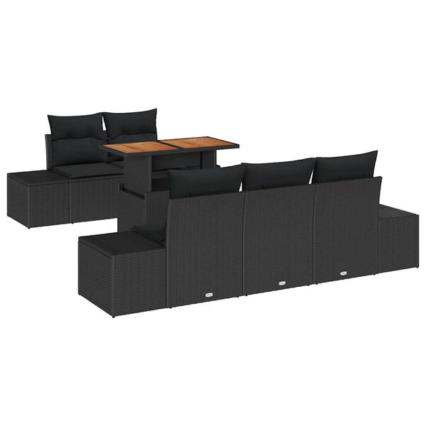 vidaXL Tuin Sofa Set met opslag 6 pcs Zwart Poly riet