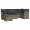 vidaXL 6-delige Loungeset met kussens poly rattan grijs