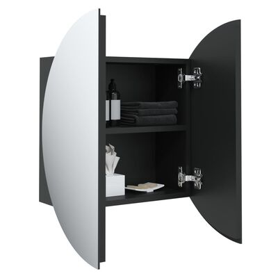 vidaXL Badkamerkast met ronde spiegel en LED 40x40x17,5 cm zwart