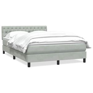 vidaXL Boxspring met matras fluweel lichtgrijs 160x210 cm