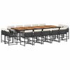 vidaXL 15-delige Tuinset met kussens poly rattan zwart
