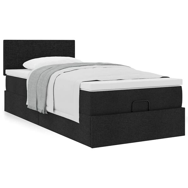 vidaXL Bed met matras 90x200 cm stof zwart