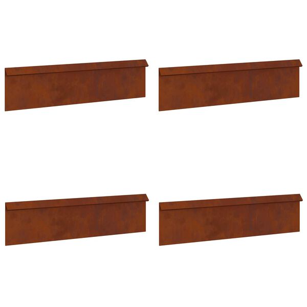 vidaXL Slakkenhekje 4 pcs Roestig 100 x 3,5 x 25 cm Cortenstaal