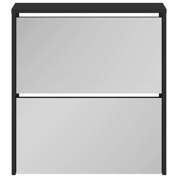 vidaXL Schoenenkast met spiegel 2-laags 63x17x67 cm zwart